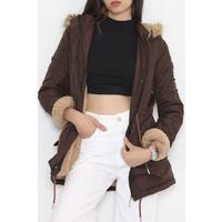Hooded Sheepskin Coat Brown - 84283.683.