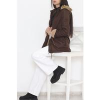 Hooded Sheepskin Coat Brown - 84283.683.
