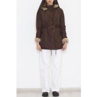 Hooded Sheepskin Coat Brown - 84283.683.