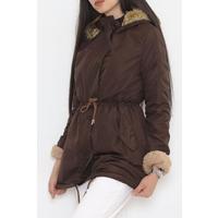 Hooded Sheepskin Coat Brown - 84283.683.