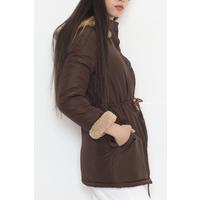 Hooded Sheepskin Coat Brown - 84283.683.