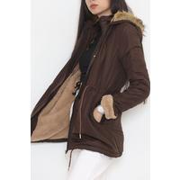 Hooded Sheepskin Coat Brown - 84283.683.