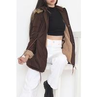 Hooded Sheepskin Coat Brown - 84283.683.