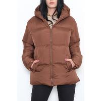 Капюшоны бар қоңыр мамық күрте - 214005.1247.