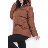 Капюшоны бар қоңыр мамық күрте - 214005.1247.