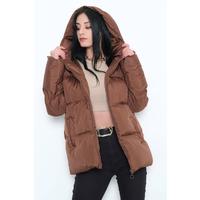 Капюшоны бар қоңыр мамық күрте - 214005.1247.