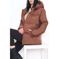 Капюшоны бар қоңыр мамық күрте - 214005.1247.