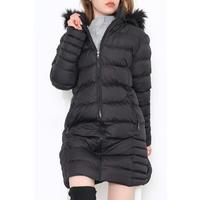 Coat with Fur Hood Black - 1351.1174.
