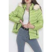 Jesica Coat with Fur Hood Lightgreen - 1700.1555.