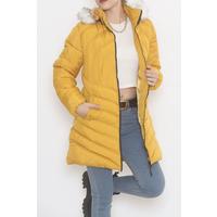 Fur Hooded Coat Mustard - 5129.1555.