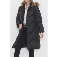 Жүнді капюшонды Рио пальто қара - 6126.1555.