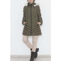 Furry Hooded Coat Khaki - 5129.1555.
