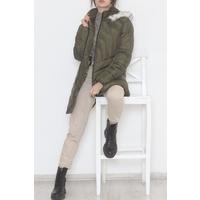 Furry Hooded Coat Khaki - 5129.1555.