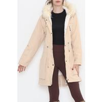 Fur Hooded Coat Beige - 12202.1316.