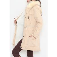 Fur Hooded Coat Beige - 12202.1316.