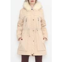 Fur Hooded Coat Beige - 12202.1316.