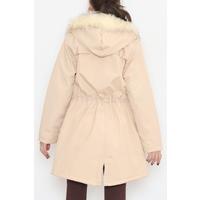 Fur Hooded Coat Beige - 12202.1316.