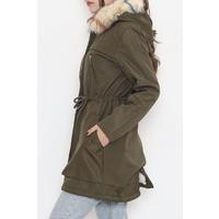 Fur Hooded Coat Khaki - 12202.1316.