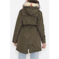 Fur Hooded Coat Khaki - 12202.1316.
