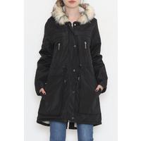 Furry Hooded Coat Black - 12202.1316.