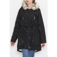 Furry Hooded Coat Black - 12202.1316.