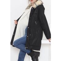 Furry Hooded Coat Black - 12202.1316.