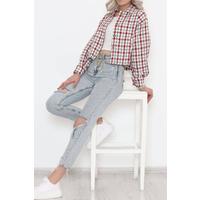 Square Patterned Jacket Red - 508.1367.