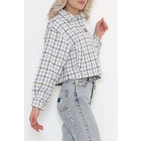 Square Pattern Jacket Blue - 508.1367.