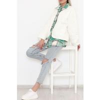 Square Patterned Coat Ecru green - 2408.1367.