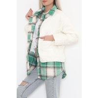 Square Patterned Coat Ecru green - 2408.1367.
