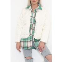 Square Patterned Coat Ecru green - 2408.1367.