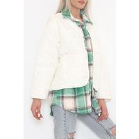 Square Patterned Coat Ecru green - 2408.1367.