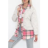 Square Patterned Coat Gray pink - 2408.1367.