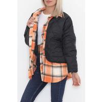 Square Patterned Coat Blackorange - 2408.1367.