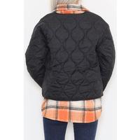 Square Patterned Coat Blackorange - 2408.1367.