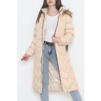 Белбеулі Ұзын Куртка Bej - 5123.1555
