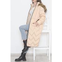 Белбеулі Ұзын Куртка Bej - 5123.1555