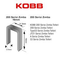 KOBB KBZ216 16mm 2500 Adet 200 Serisi Ağır Hizmet Tipi Zımba Teli