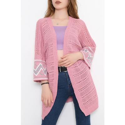 Kol Desenli Hırka Pembe - 1111.1319.