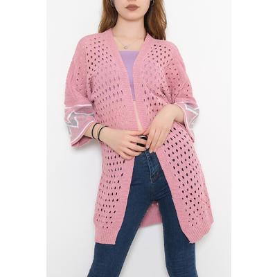 Kol Desenli Hırka Pembe - 1113.1319.