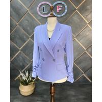 Kolu Büzgülü Blazer Ceket Lila