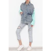 Denim Jacket with Coloured Sleeve - 2302.1567.