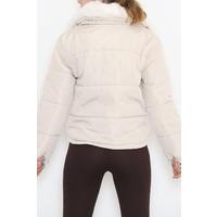 Fur Puffer Coat Stone - 3006.1555.