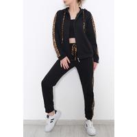 The Zipper Suit with Leopard Detail is Black - 8386.5238.