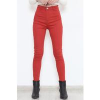 Likralı Dar Paça Kot Pantolon Kırmızı - 12204.1431.