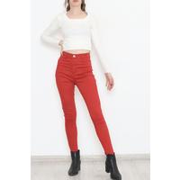 Likralı Dar Paça Kot Pantolon Kırmızı - 12204.1431.