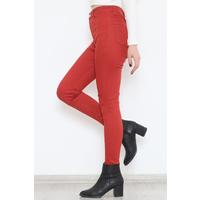 Likralı Dar Paça Kot Pantolon Kırmızı - 12204.1431.