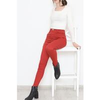 Likralı Dar Paça Kot Pantolon Kırmızı - 12204.1431.