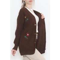 Embroidered Cardigan Acıkahve - 381.1577.