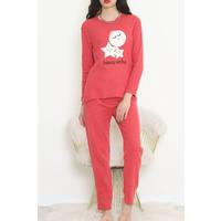 Nakışlı Fitilli Pijama Takımı Açıkkırmızı - 12519.1048.